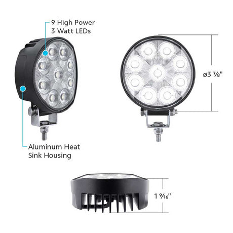 4" High power 9 LED work, flood light (variant 2), detail