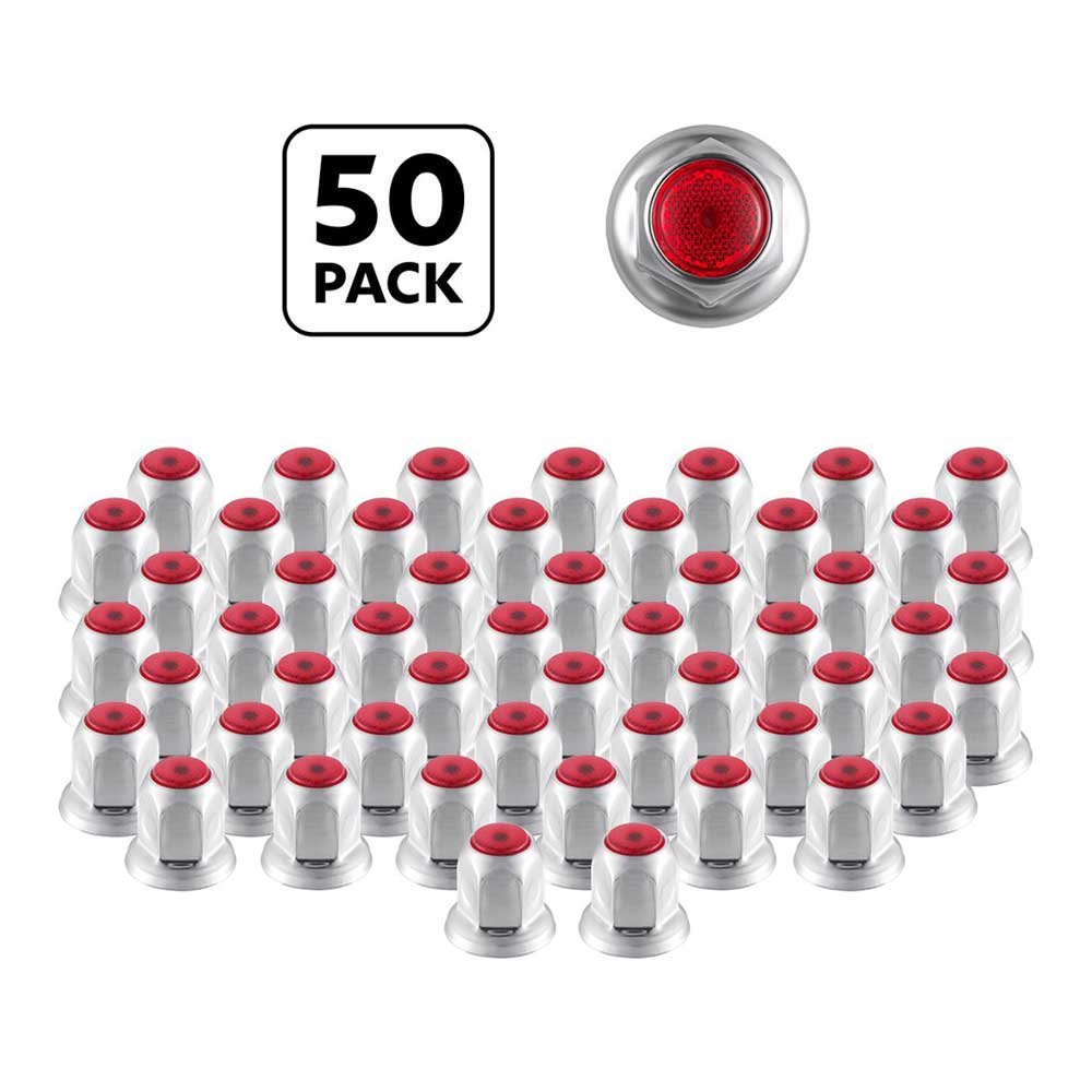 33mm x 2" Chrome Steel Reflector Nut Cover with Flange - Push On, 50 Pack