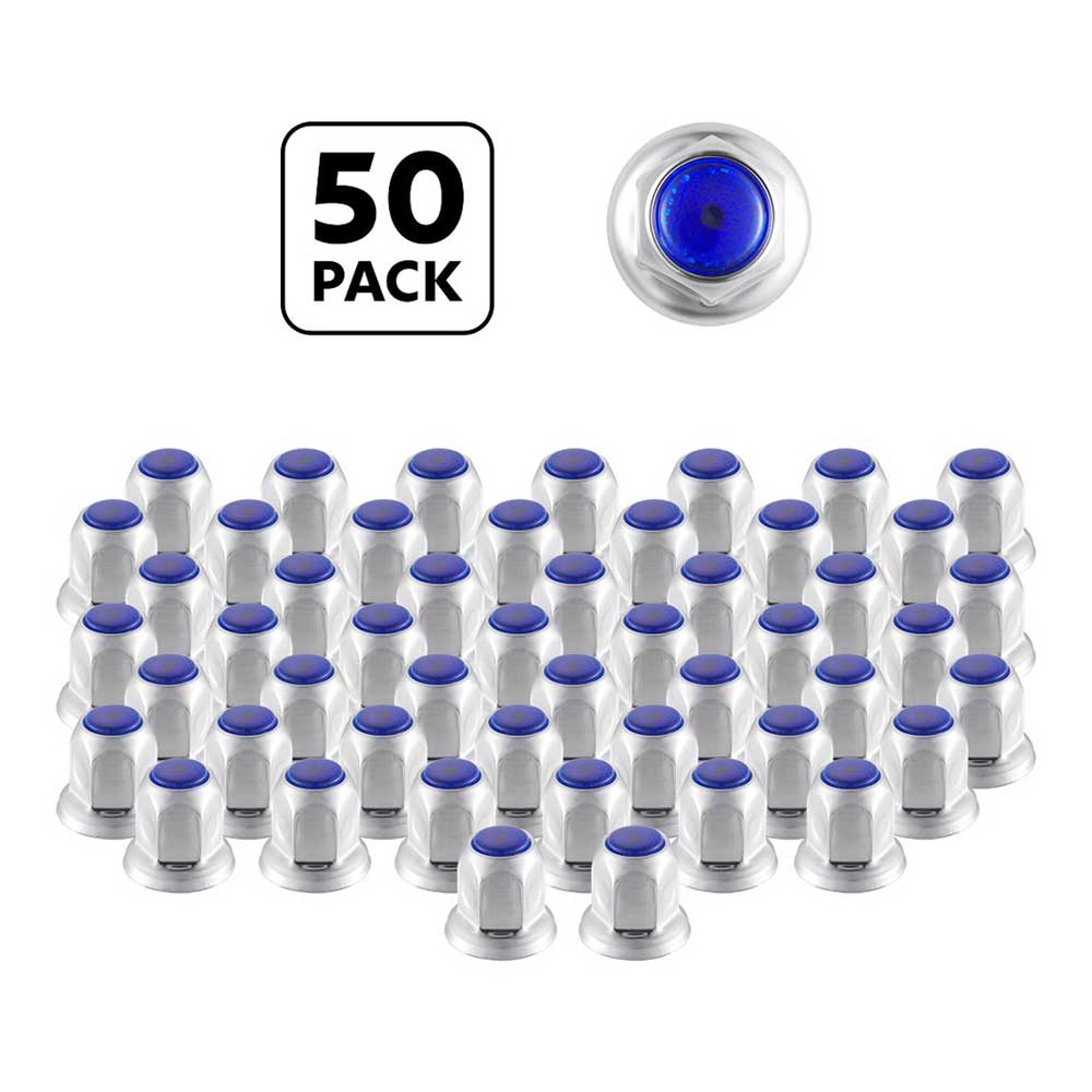 33mm x 2" Chrome Steel Reflector Nut Cover with Flange - Push On, 50 Pack