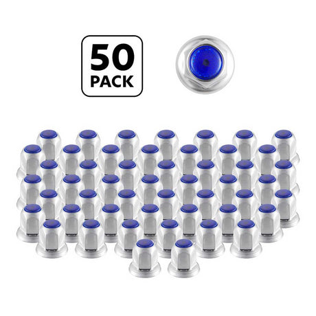 33mm X 2" chrome steel reflector nut cover with flange - push on, 50 pack up close