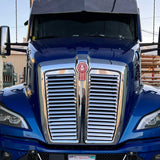 Kenworth T680 2021-2024 Stainless Hood Grill with 18 Louvers Per Side