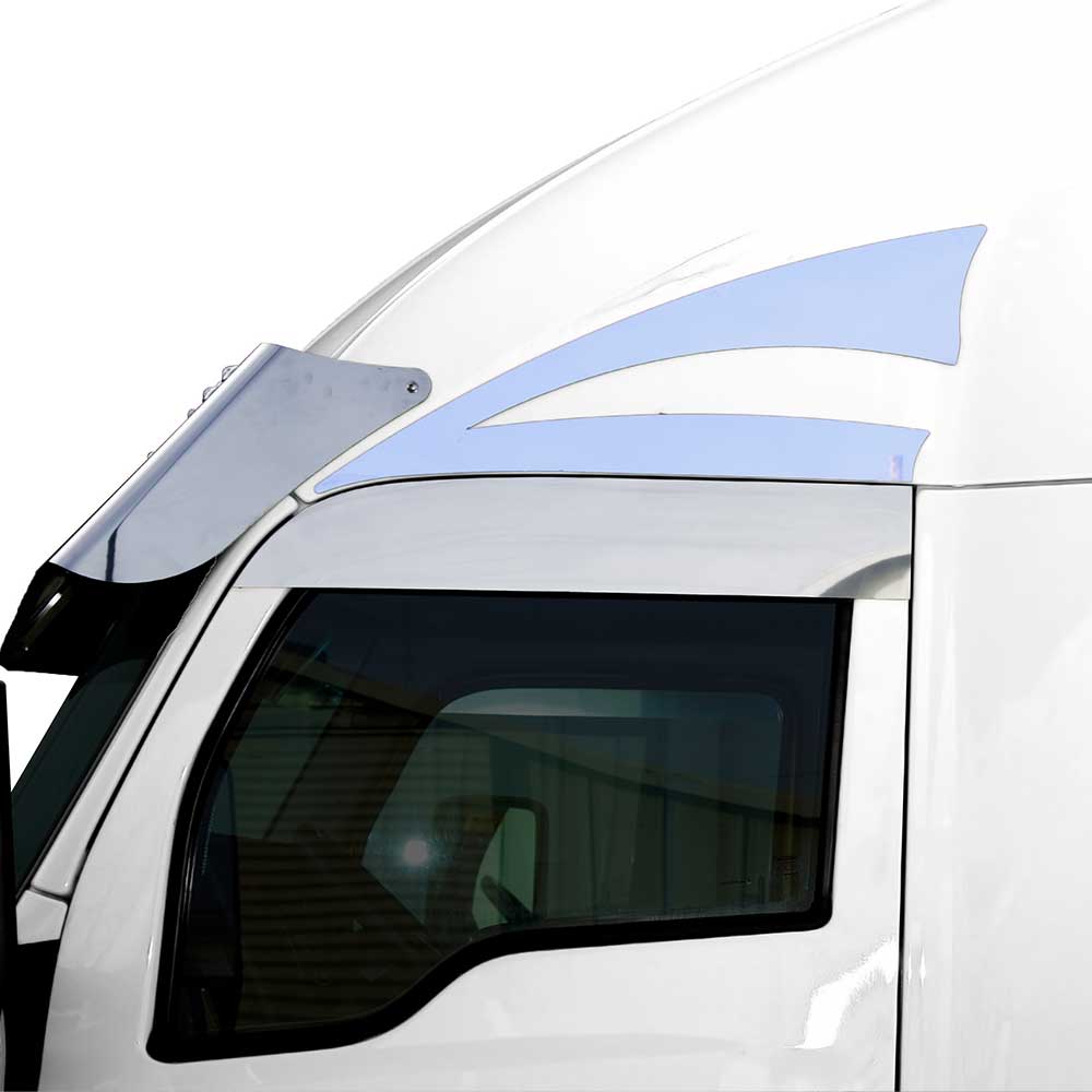 Kenworth T680, T880, W990 2013-21 Stainless Cab Upper Door Trim with Cutout