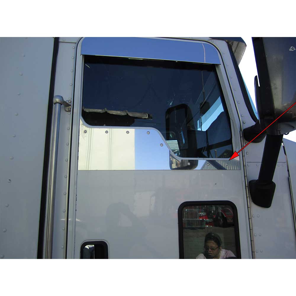 SS Daylight Door Straight Trim with Rivet Holes Kenworth T600, T660, T800, W900