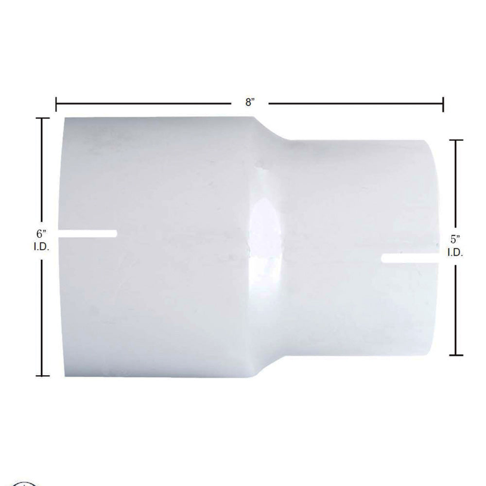 6"ID to 5"ID, 8"L Chrome Reducer