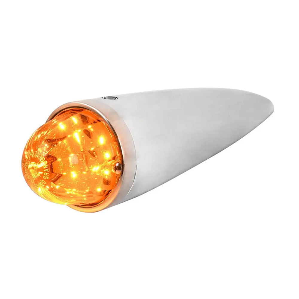 3.5" x 14.5" Amber Watermelon Chrome Plastic Cab Light with SS Bezel