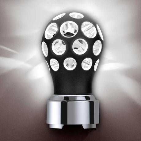 Another angle of Phoenix style ball gearshift matte black knob with LED 9/10 speed adapter - thread on, close-up