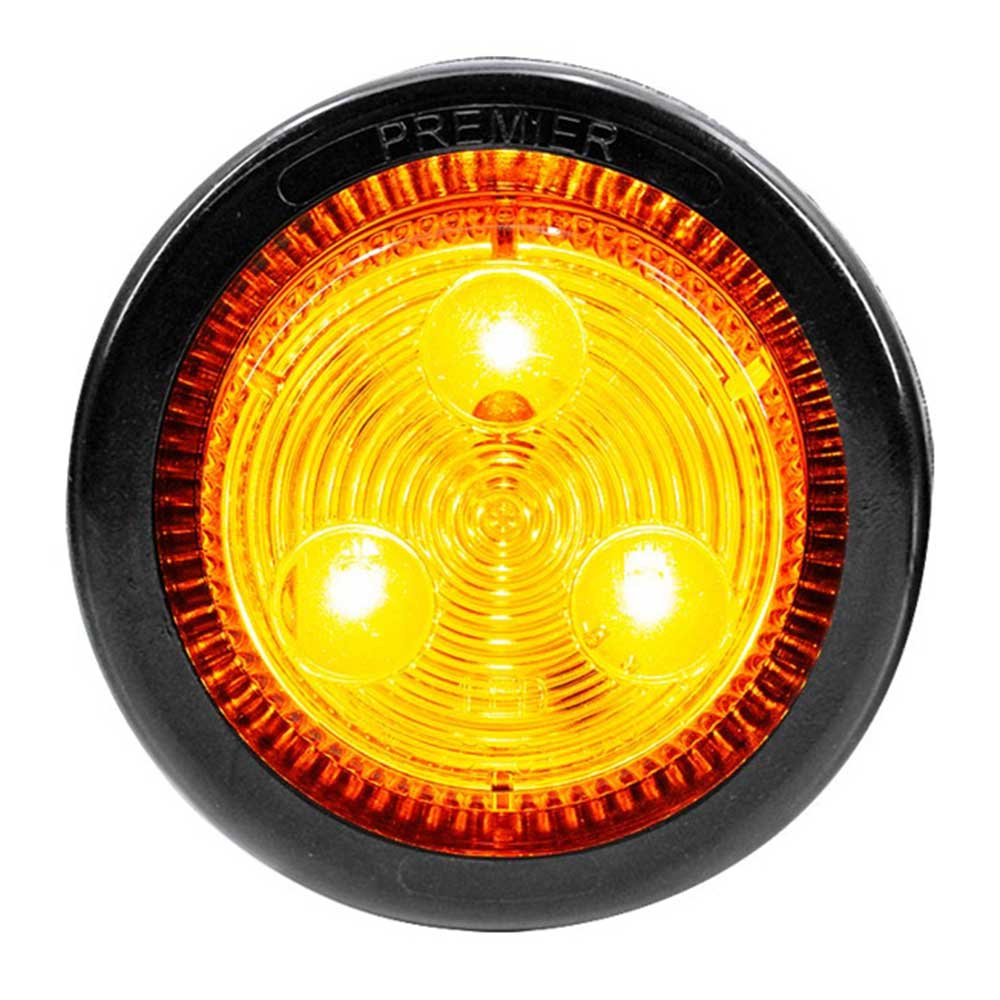2" Low Profile Round Amber 3 LED Marker Light with Grommet & Plug