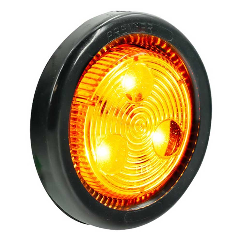 2" Low Profile Round Amber 3 LED Marker Light with Grommet & Plug