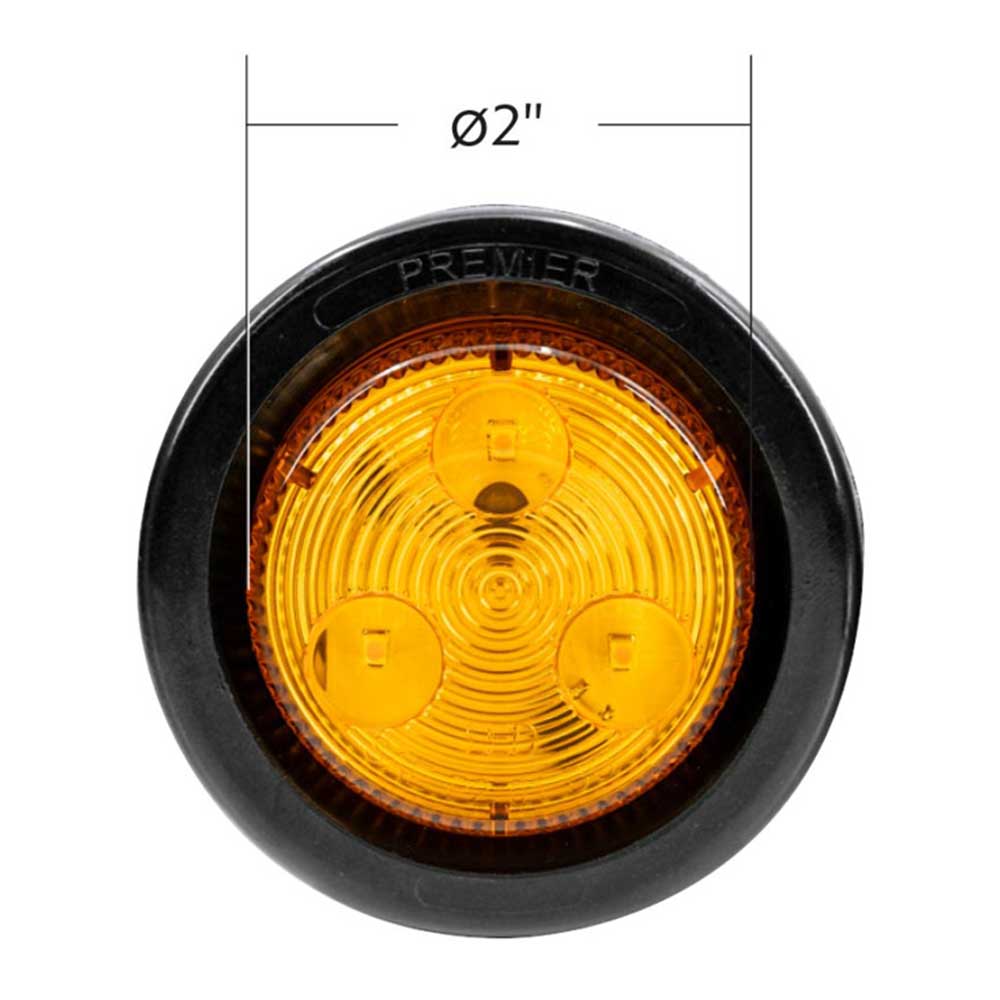2" Low Profile Round Amber 3 LED Marker Light with Grommet & Plug