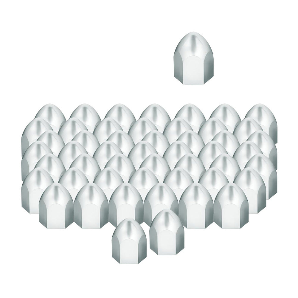 9/16" x 15/16" Chrome Plastic Bullet Nut Cover - Push on 50 pack