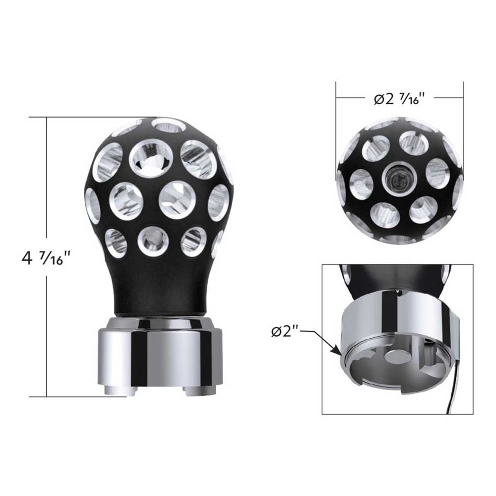 Phoenix Style Ball Gearshift Matte Black Knob with LED 9/10 Speed Adapter - Thread On