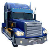 Freightliner Coronado 2003-2016 with Mid Roof 18" SS Drop Visor with Ten 2" Light Holes