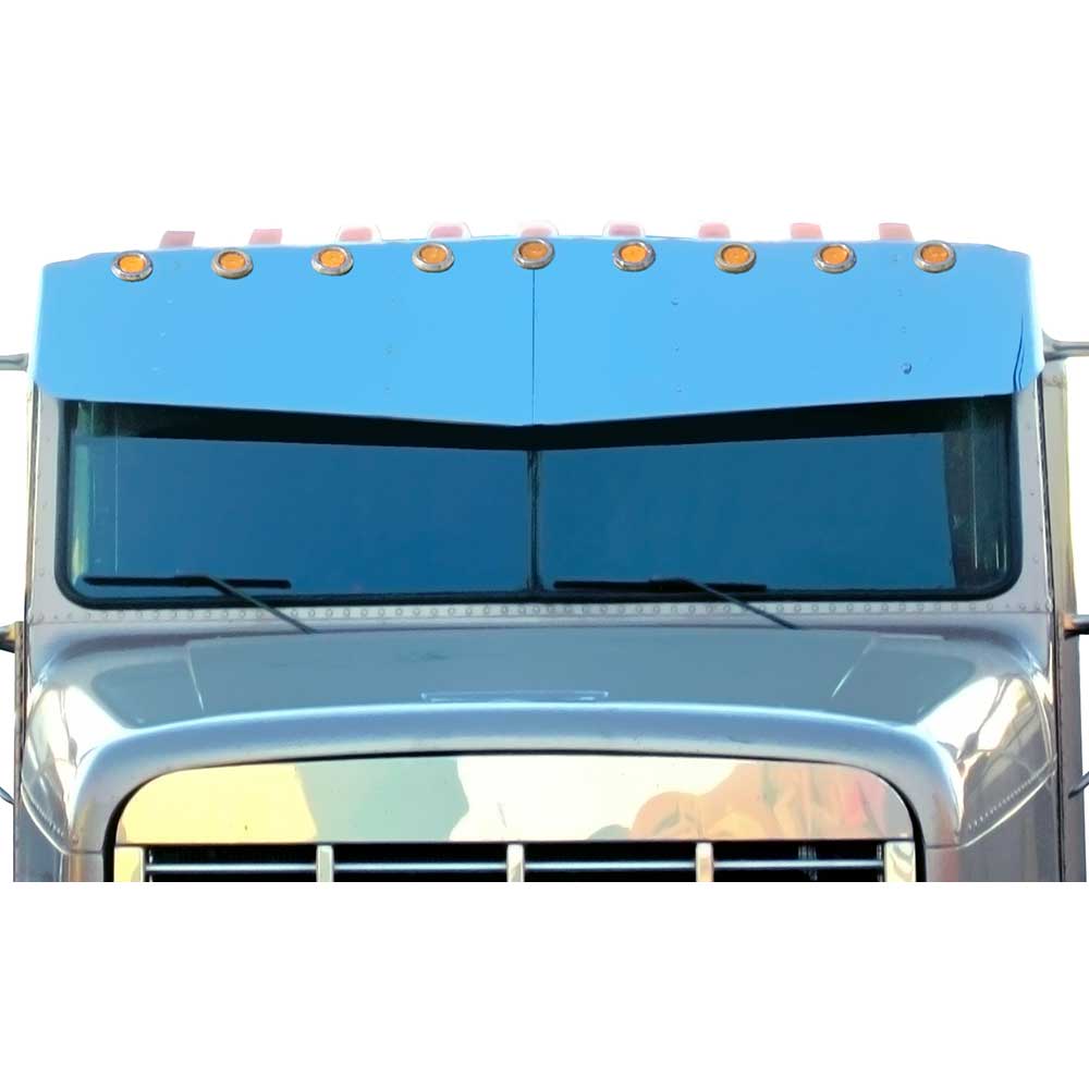 1991-2009 Freightliner Classic 17" x 20" SS V-Style Visor with Nine 2" Light Hole Cutouts