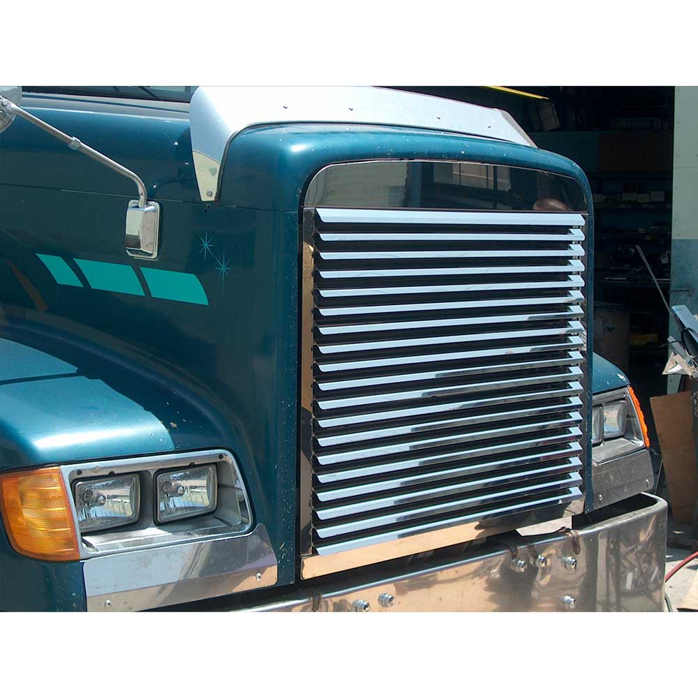 Freightliner Classic, XL, FLD120 Stainless Steel Hood Grill with 17 Louvers