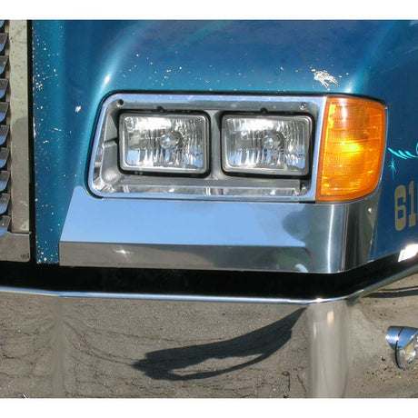 Freightliner FLD 120 stainless steel rounded corner fender guards for semi trucks