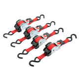 1"x 10' Four Pack of Retractable Rachet Strap in a Storage Bag