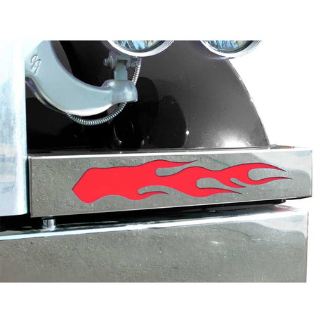 Peterbilt 379 stainless steel blinker bar with flames for semi trucks