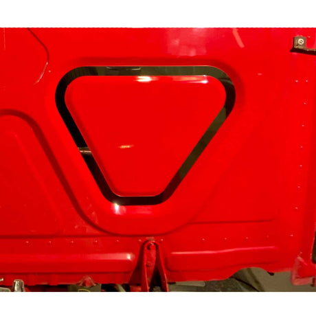 Freightliner Cascadia stainless steel lower rear triangle indent trim - pair for semi trucks