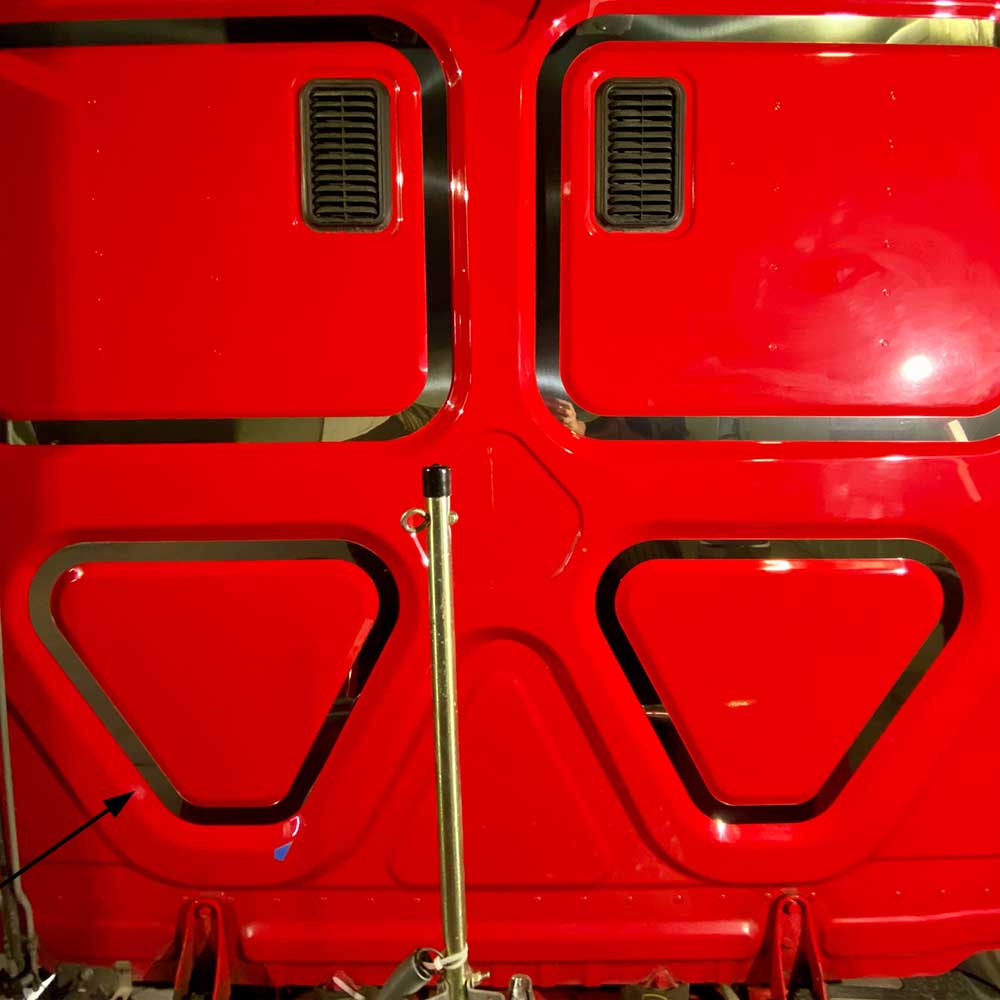 Freightliner Cascadia Stainless Steel Lower Rear Triangle Indent Trim "“ Pair