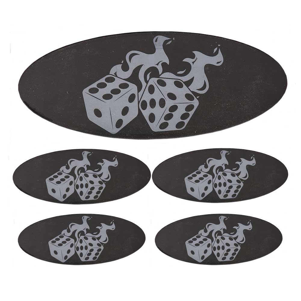 Fire Dice RealWheels Peterbilt Engraved Emblem Kit for Shifter Plates, Door Sills, Foot Pedals