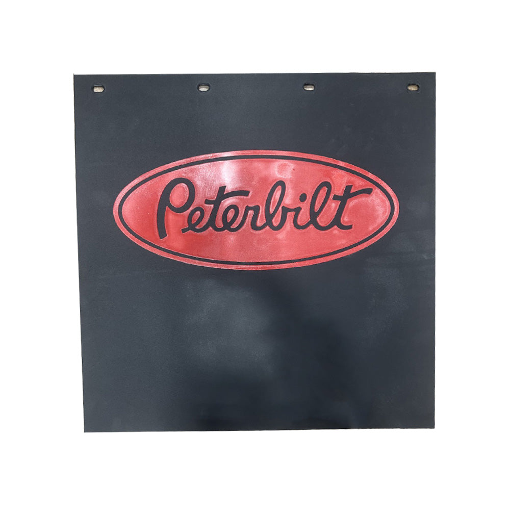 24" x 24" Black Poly Mud Flap with Red Peterbilt Logo