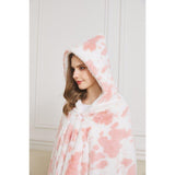 50" x 70" Hooded Sherpa Strawberry Cow Wearable Throw