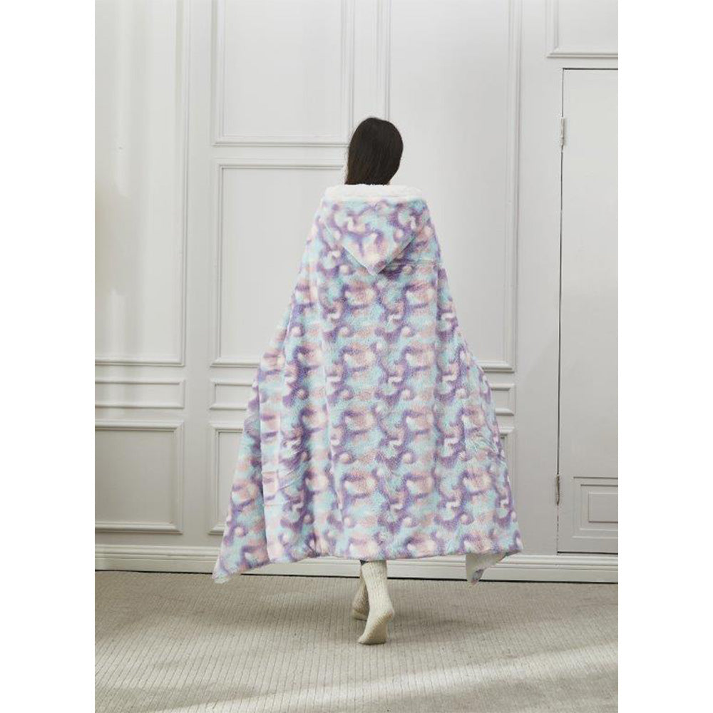50" x 70" Hooded Sherpa Taffy Wearable Throw