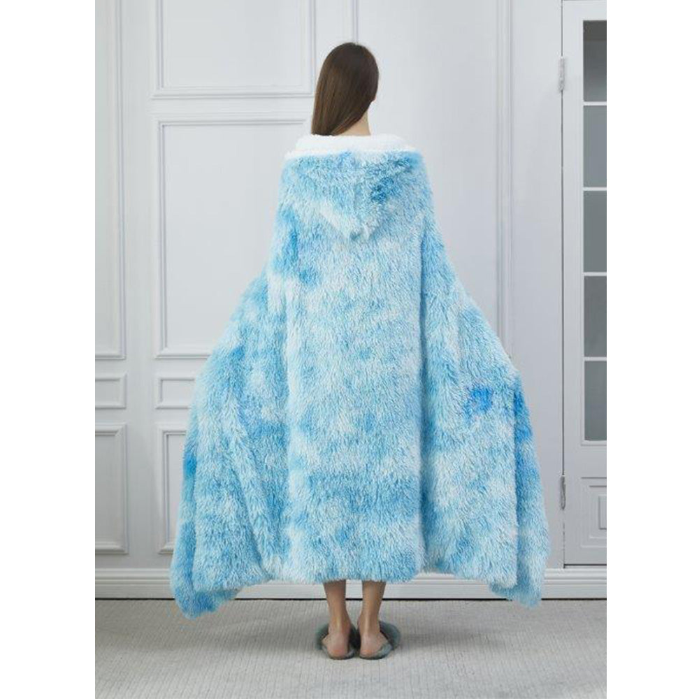 50" x 70" Hooded Sherpa Blue Sky Wearable Throw