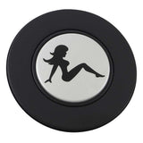 Magnetic Horn Button with Sitting Lady on Silver Medallion