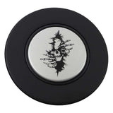 Magnetic Horn Button with Crawling Skull on Silver Medallion