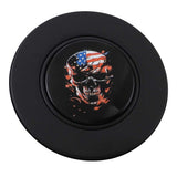 Magnetic Horn Button with Flag Skull on Black Medallion