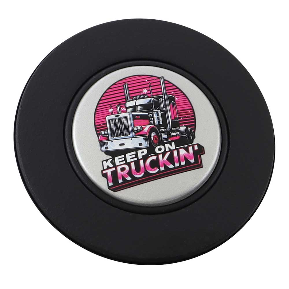 Magnetic Horn Button with Keep On Truckin on Silver Medallion
