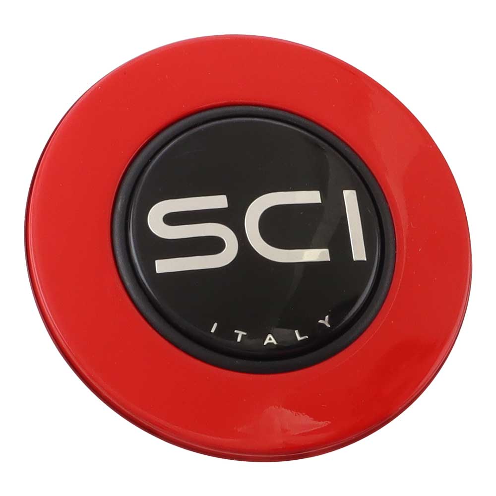 Magnetic Horn Button with SCI on Black Medallion - Viper Red