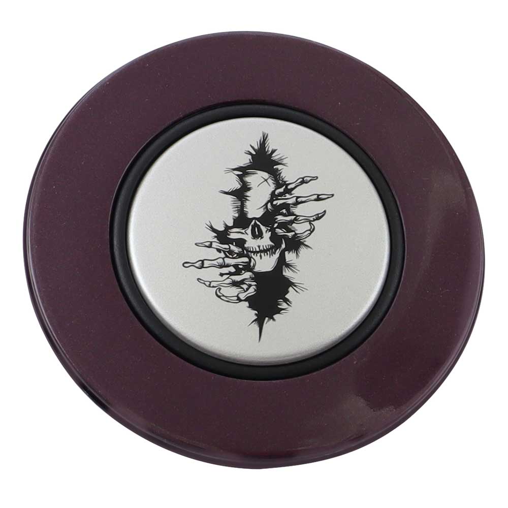 Magnetic Horn Button with Crawling Skull on Silver Medallion
