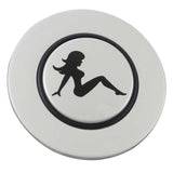 Magnetic Horn Button with Sitting Lady on Silver Medallion