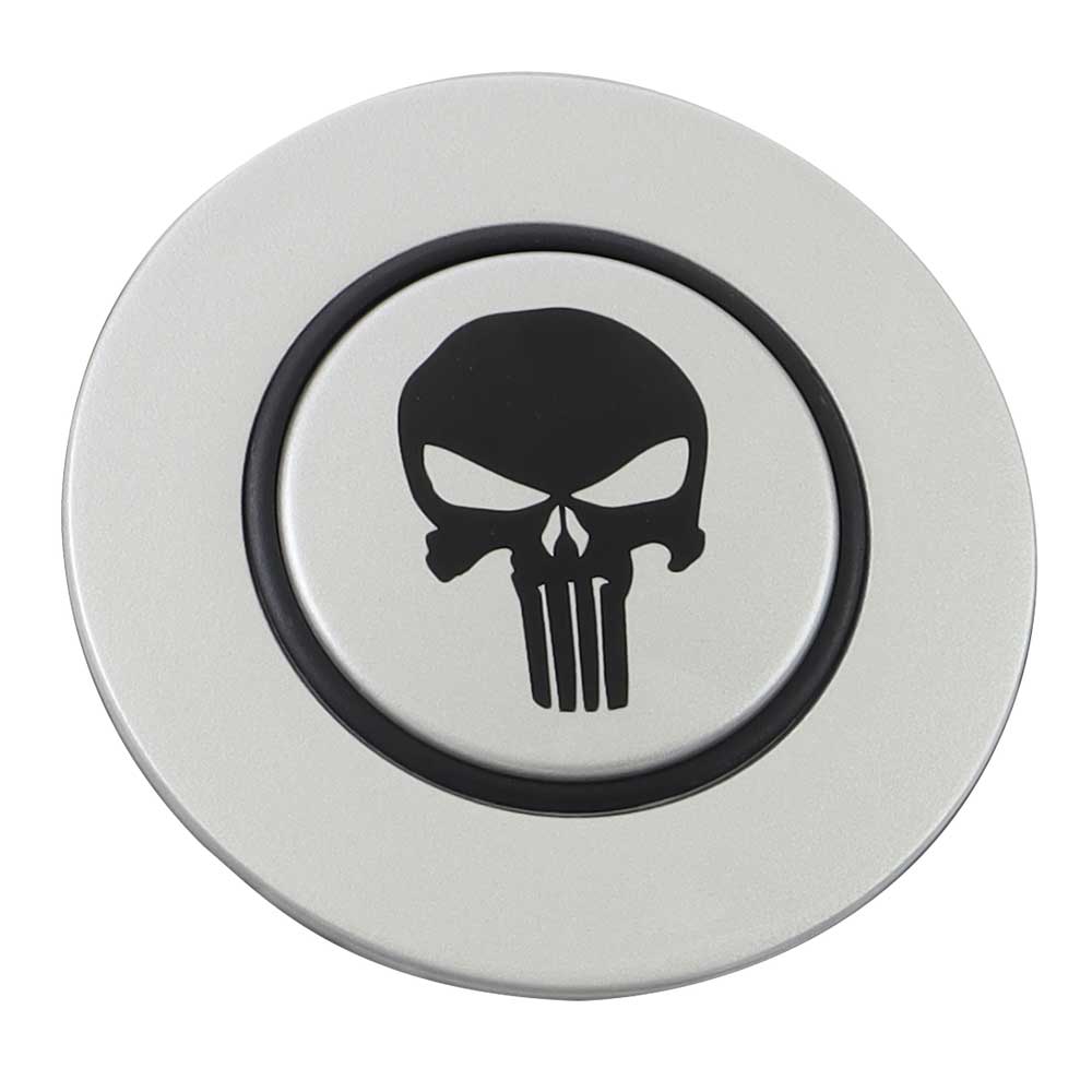 Magnetic Horn Button with Punisher on Silver Medallion