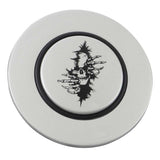 Magnetic Horn Button with Crawling Skull on Silver Medallion