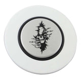 Magnetic Horn Button with Crawling Skull on Silver Medallion