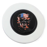 Magnetic Horn Button with Flag Skull on Black Medallion