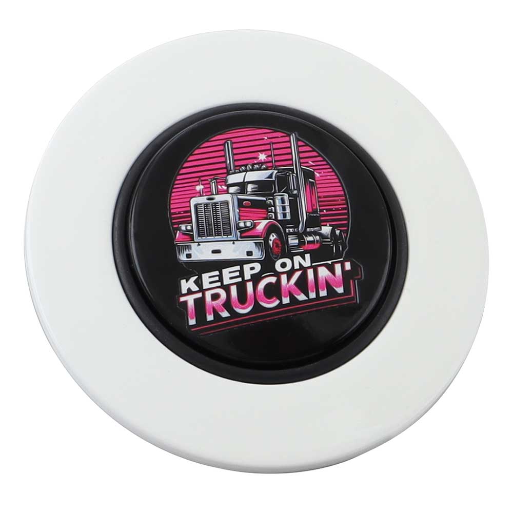 Magnetic Horn Button with Keep On Truckin on Black Medallion