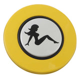 Magnetic Horn Button with Sitting Lady on Silver Medallion
