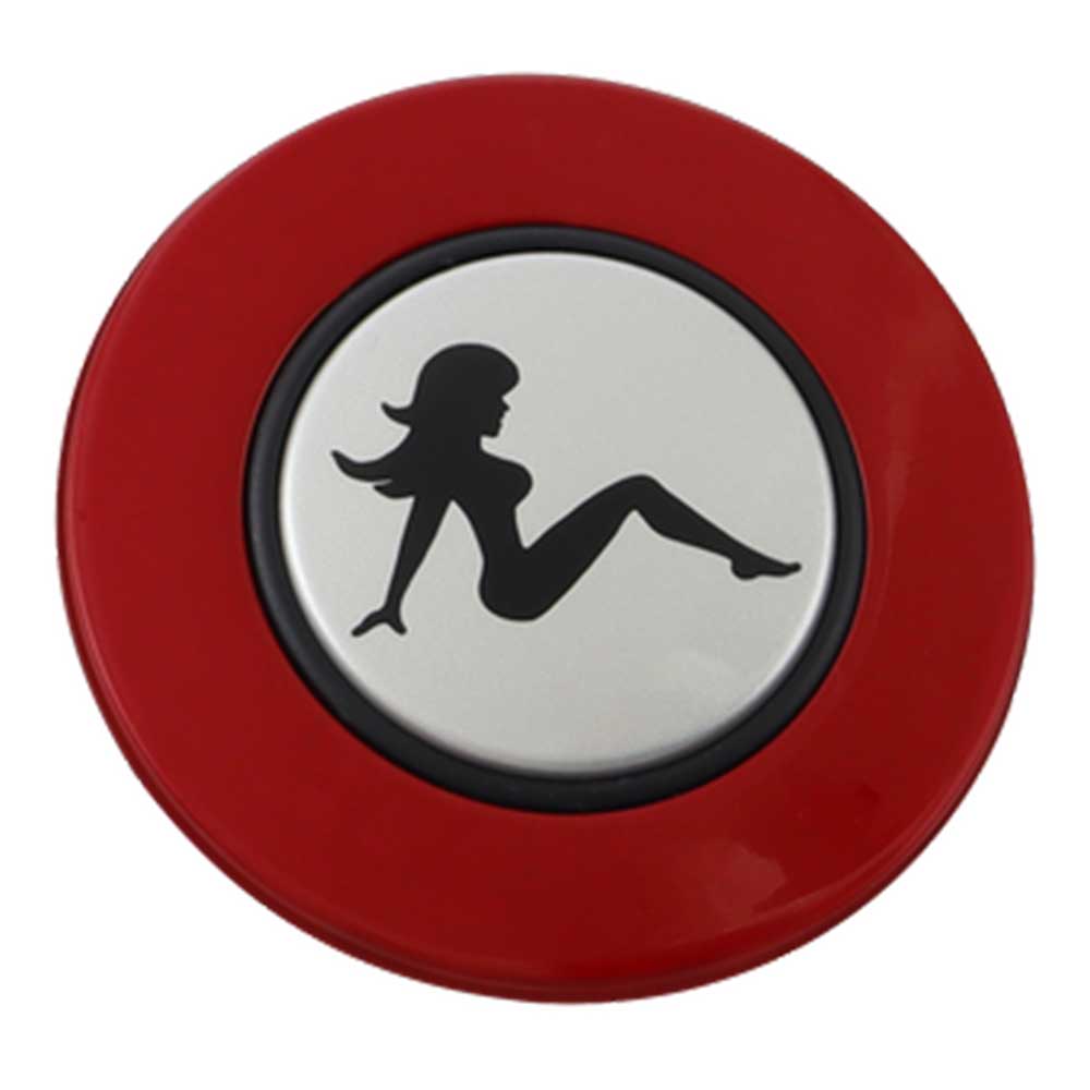 Magnetic Horn Button with Sitting Lady on Silver Medallion