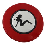 Magnetic Horn Button with Sitting Lady on Silver Medallion