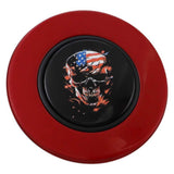 Magnetic Horn Button with Flag Skull on Black Medallion