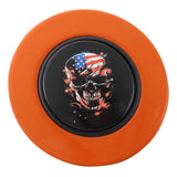 Magnetic Horn Button with Flag Skull on Black Medallion