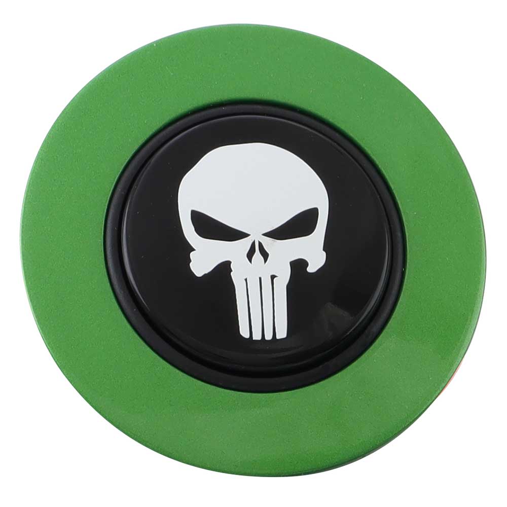 Magnetic Horn Button with Punisher on Black Medallion - Classic Green