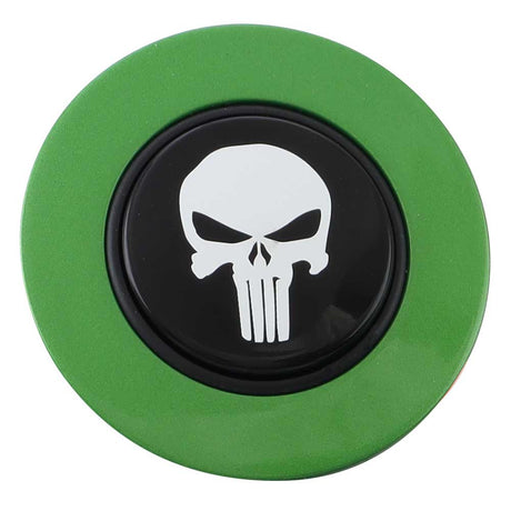 Magnetic horn button with punisher on black medallion - Classic green