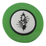 Magnetic Horn Button with Crawling Skull on Silver Medallion