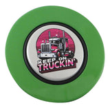 Magnetic Horn Button with Keep On Truckin on Silver Medallion