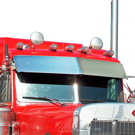 2002-2004 Peterbilt 300 series 14-1/2" stainless door mounted mirrors drop visor for semi trucks